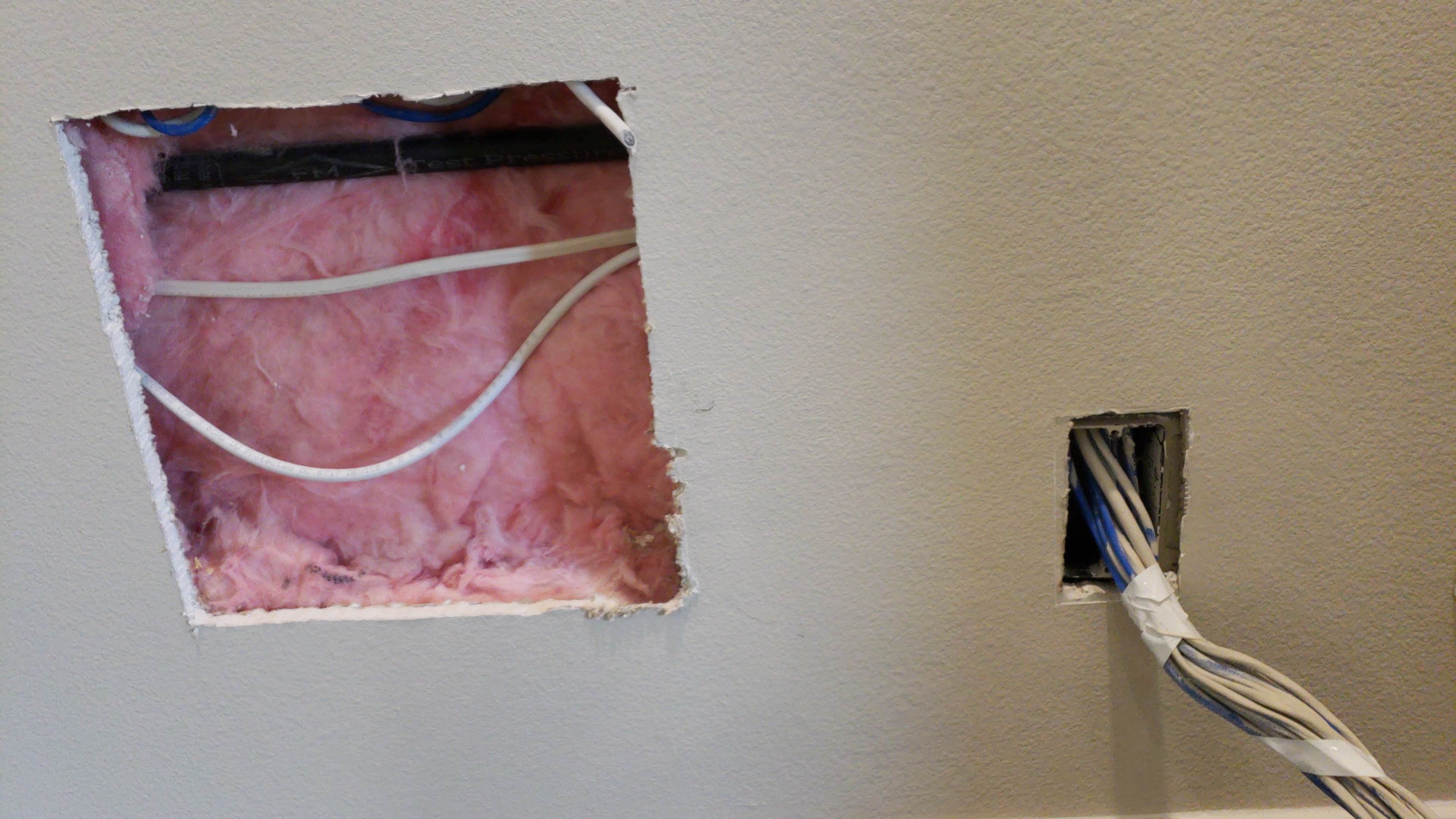 Backyard theater construction — wall insulation and electrical wiring rough-in