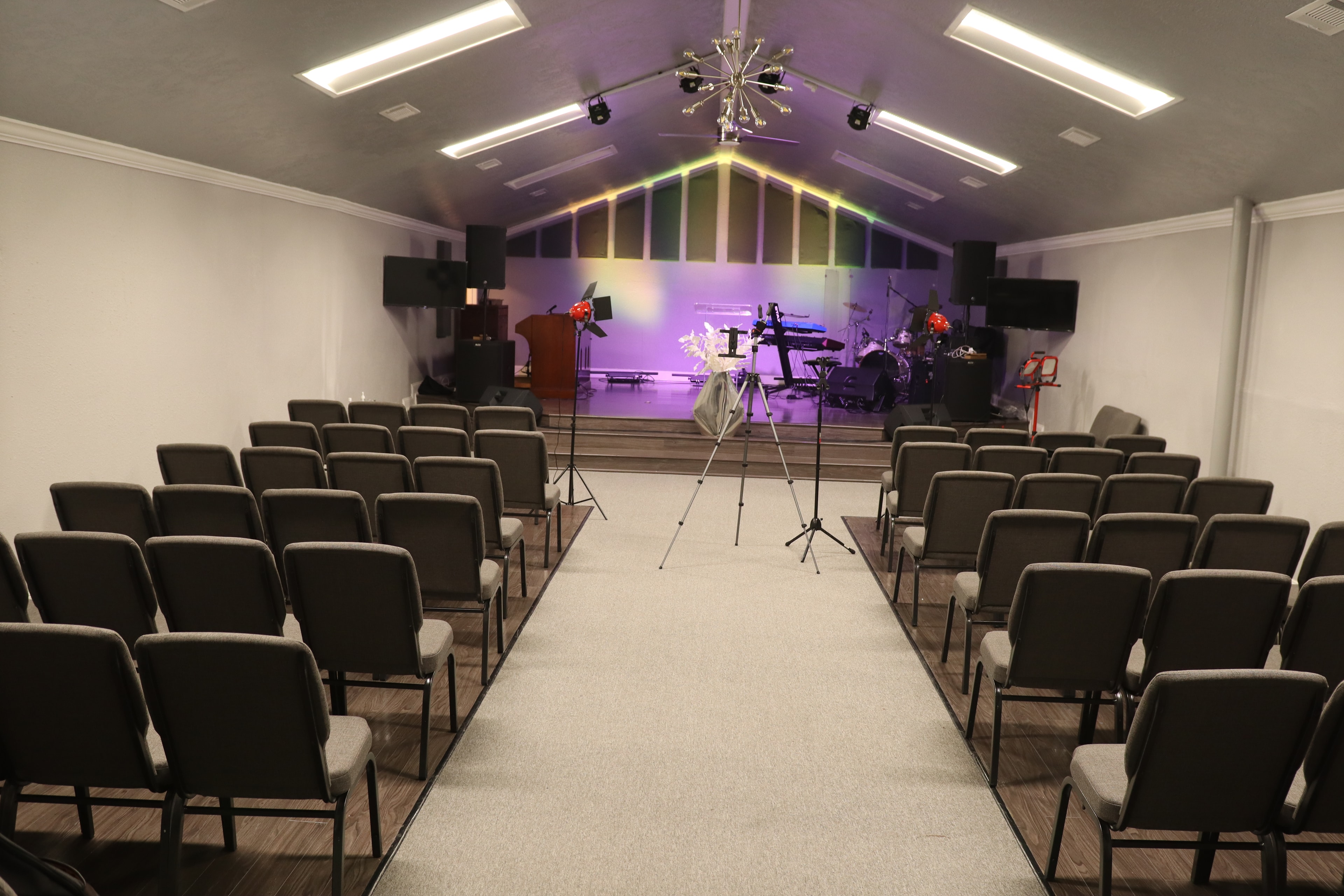 Concert venue with stage and full AV seating system